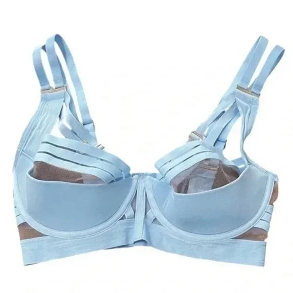 Honey Birdette Linda C Light Blue Mesh Bra Size 32G Bondage